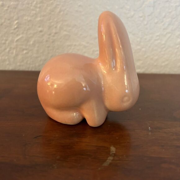 Vintage Bunny Rabbit Pink Cotton Ball Holder Dispenser Easter - Picture 3 of 6